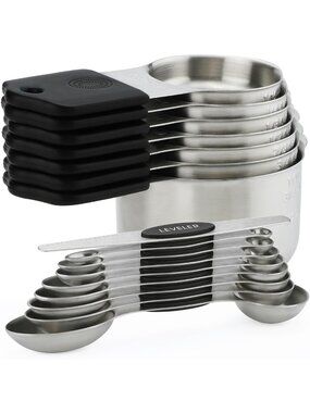 Magnetic Measuring Cups & Spoons Set - 16 Pcs Stainless Steel Nesting Kitchen